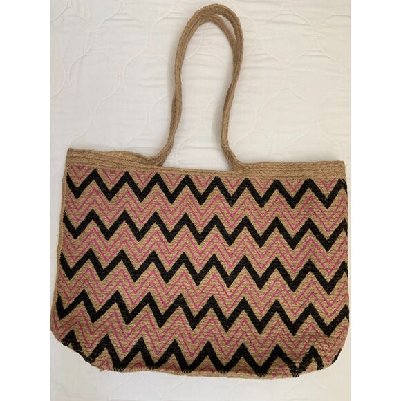 Magid Multi Color Woven Straw Jute Tote Handbag Shoulder Bag - Picture 4 of 12